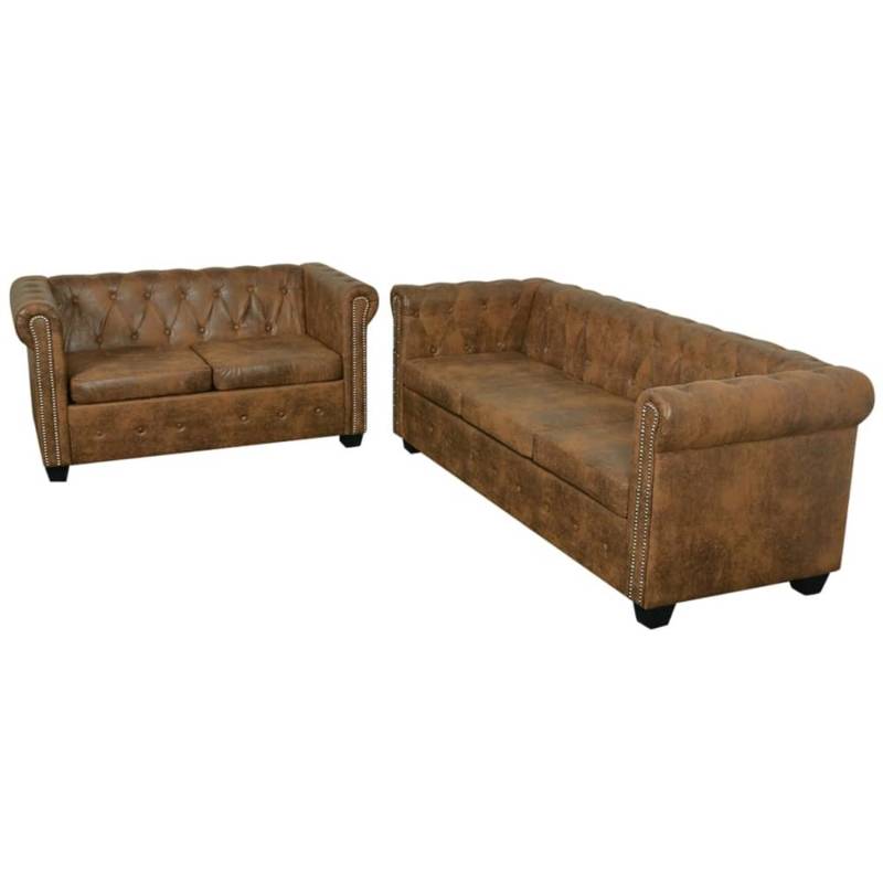 vidaXL Chesterfield-Sofas 2-Sitzer und 3-Sitzer Braun von VIDAXL