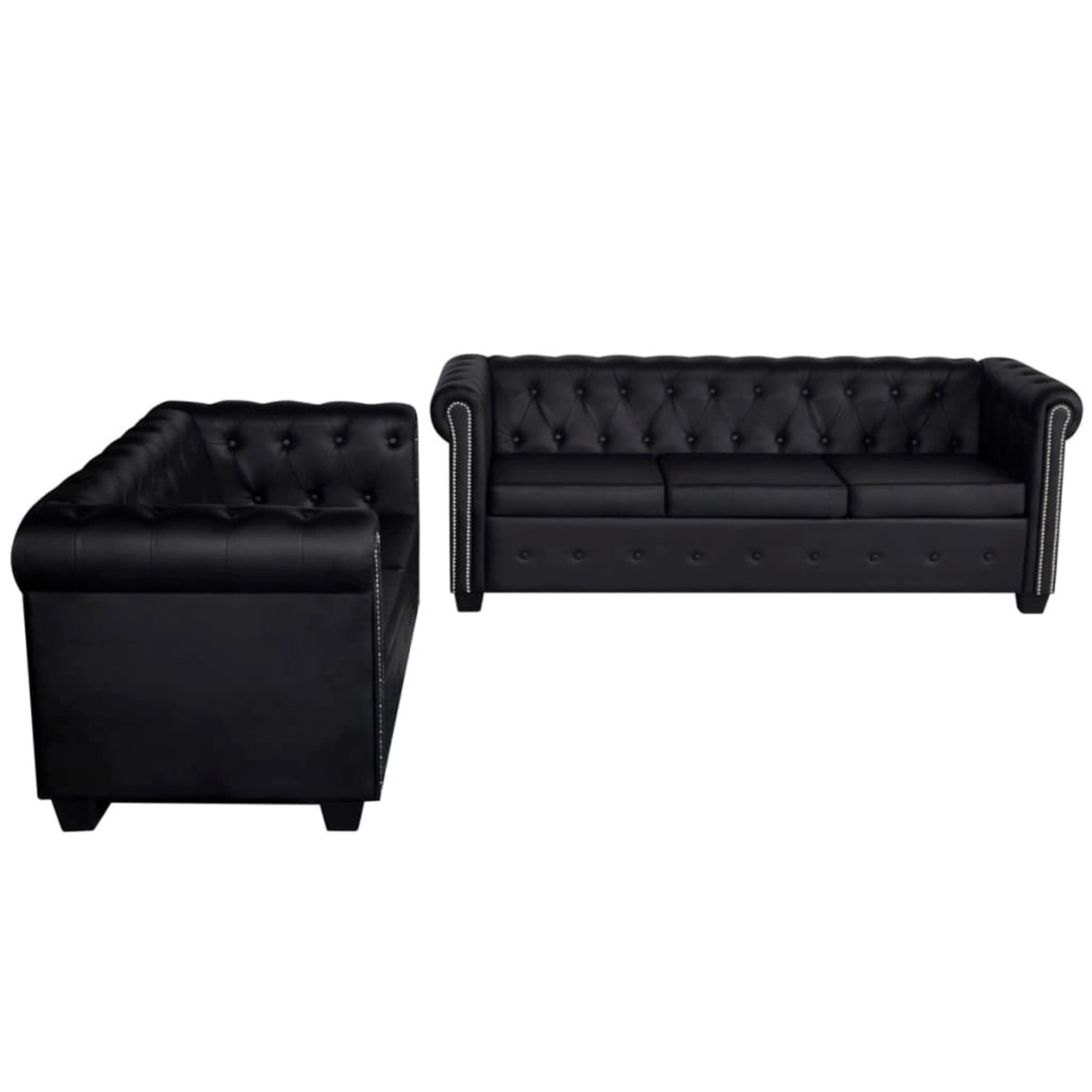 vidaXL Chesterfield-Sofas 2-Sitzer und 3-Sitzer Kunstleder Schwarz vidaXL Chesterfield-Sofas 2-Sitzer und 3-Sitzer Kunstleder Schwarz von VIDAXL