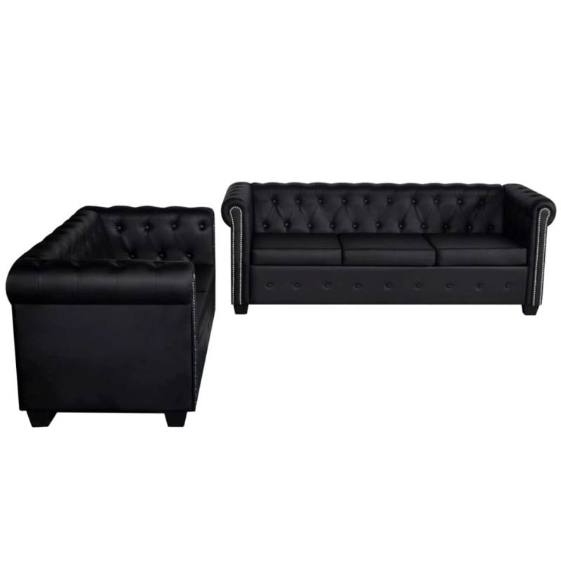 vidaXL Chesterfield-Sofas 2-Sitzer und 3-Sitzer Kunstleder Schwarz von VIDAXL