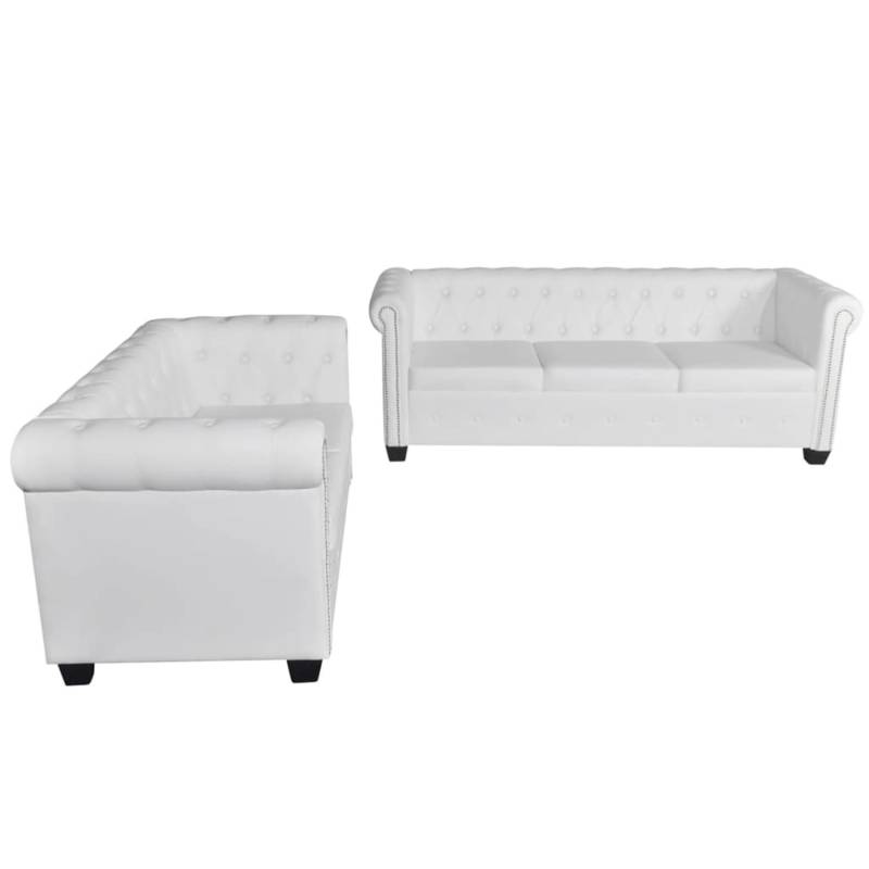 vidaXL Chesterfield-Sofas 2-Sitzer und 3-Sitzer Kunstleder Weiß von VIDAXL