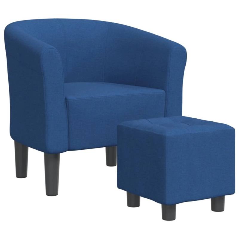 vidaXL Clubsessel mit Fußhocker Blau Stoff von VIDAXL