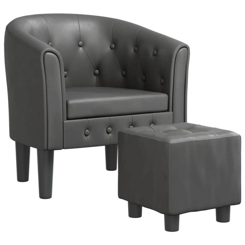 vidaXL Clubsessel mit Fußhocker Grau Kunstleder 356464 von VIDAXL