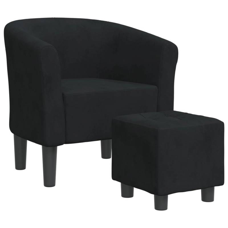 vidaXL Clubsessel mit Fußhocker Schwarz Samt 356451 von VIDAXL