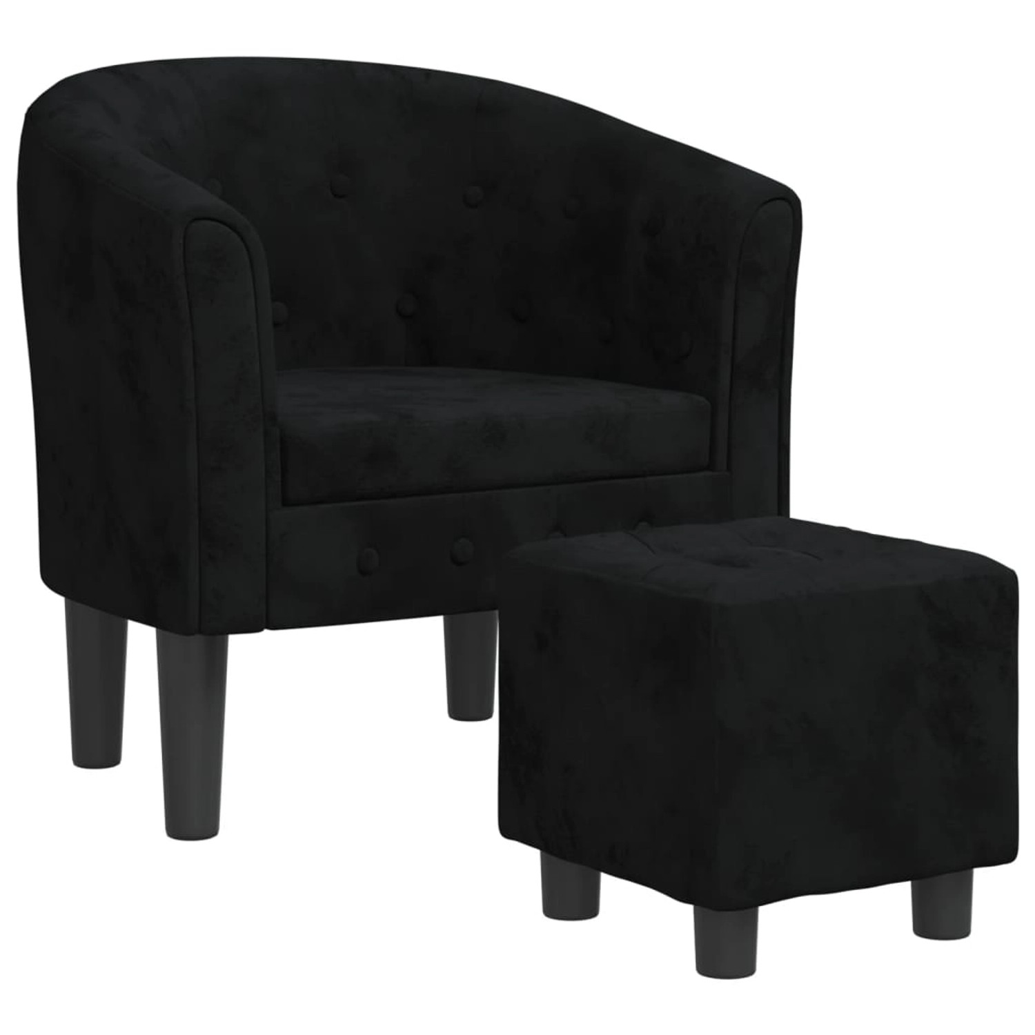 vidaXL Clubsessel mit Fußhocker Schwarz Samt Modell 1 vidaXL Clubsessel mit Fußhocker Schwarz Samt Modell 1 von VIDAXL