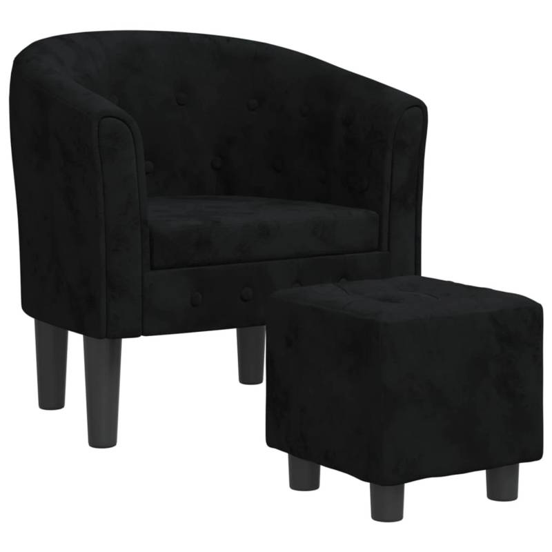 vidaXL Clubsessel mit Fußhocker Schwarz Samt Modell 1 von VIDAXL