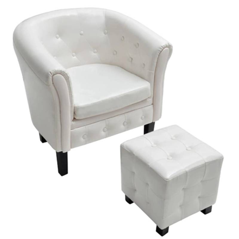 vidaXL Clubsessel mit Fußhocker Weiß Kunstleder 60711 von VIDAXL