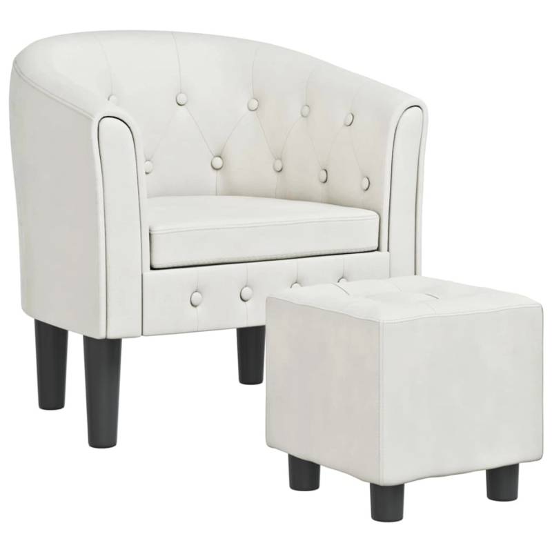 vidaXL Clubsessel mit Fußhocker Weiß Kunstleder Modell 2 von VIDAXL