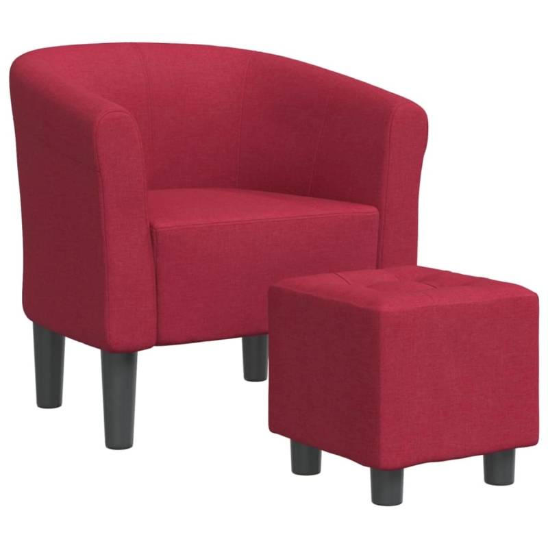 vidaXL Clubsessel mit Fußhocker Weißrot Stoff von VIDAXL