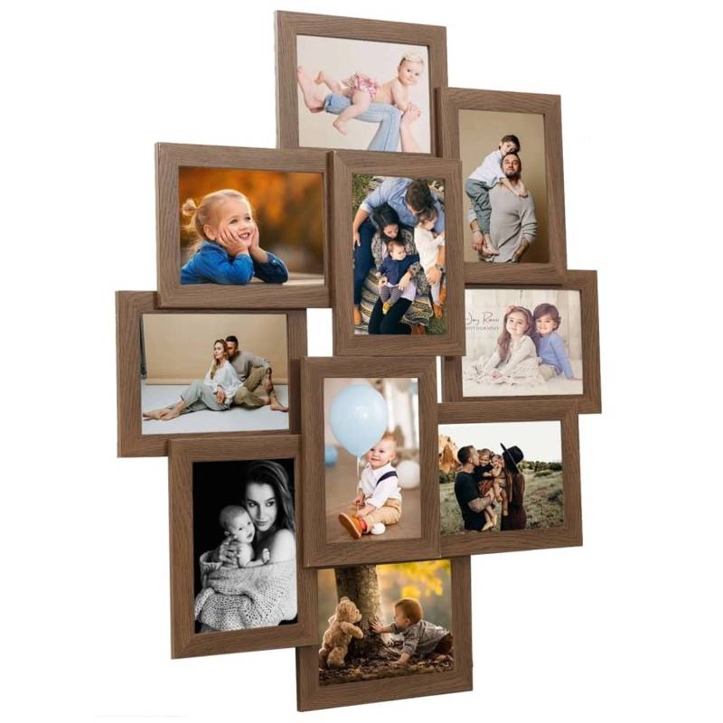 vidaXL Collage Bilderrahmen für 10x10x15 cm Fotos Hellbraun MDF von VIDAXL