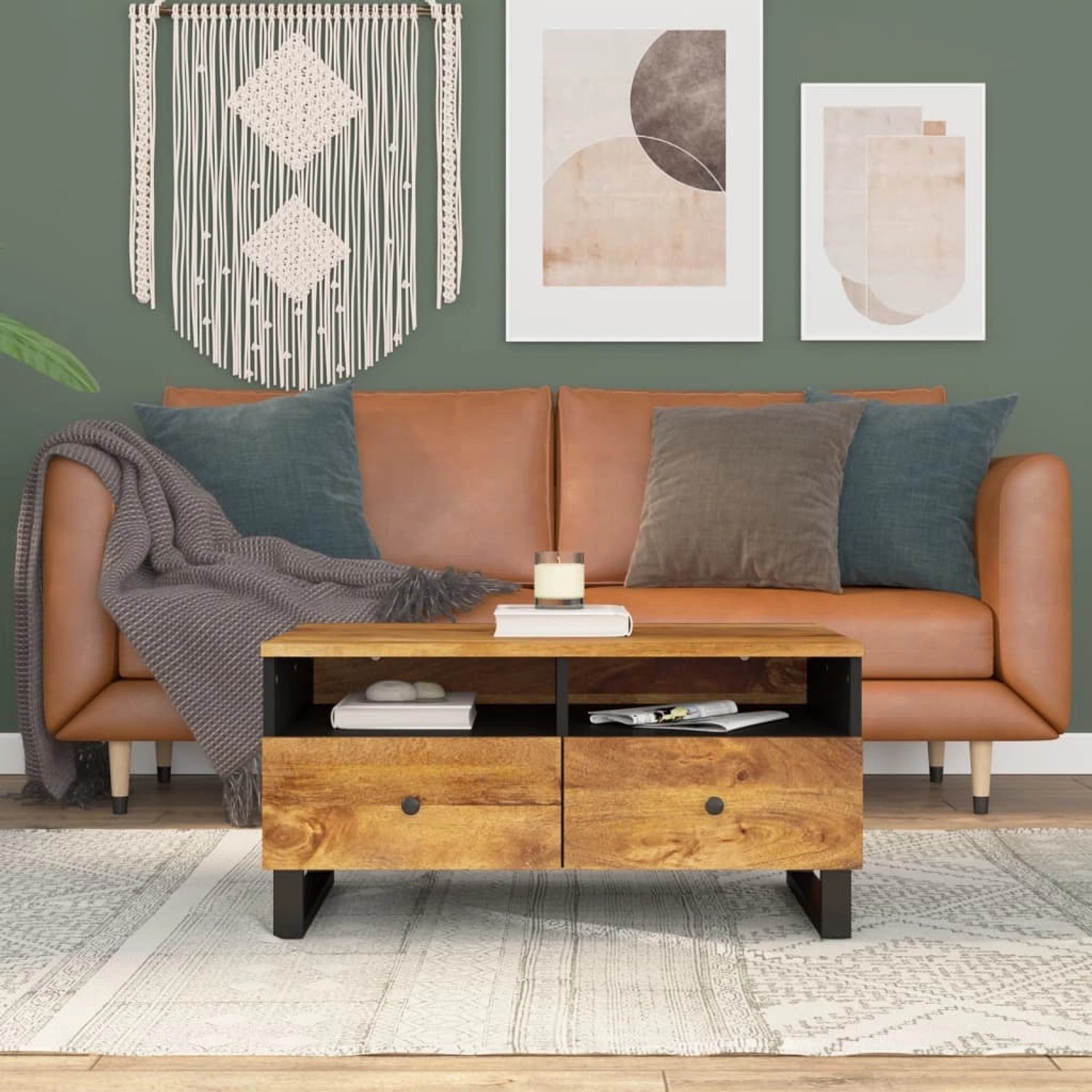vidaXL Couchtisch 80x54x40 cm Massivholz Mango & Holzwerkstoff Modell 1 von VIDAXL