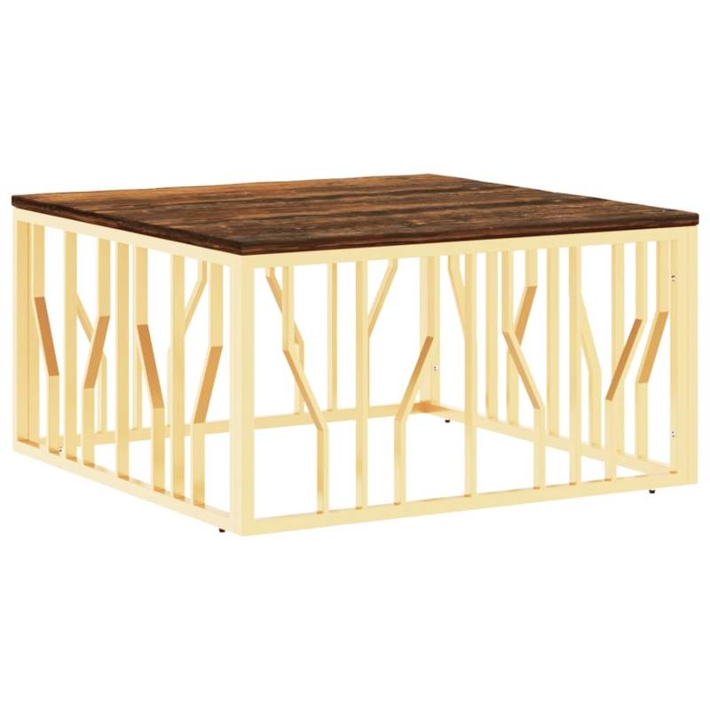 vidaXL Couchtisch Golden Edelstahl und Altholz Massiv Modell 2 von VIDAXL