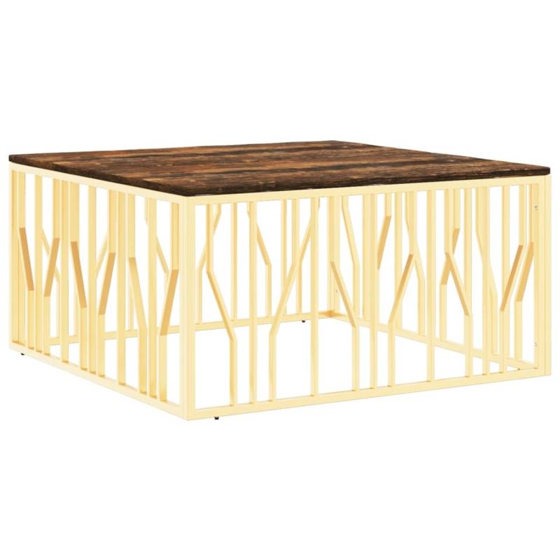 vidaXL Couchtisch Golden Edelstahl und Altholz Massiv Modell 3 von VIDAXL