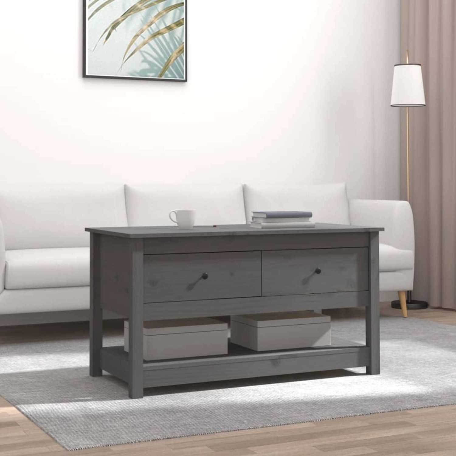 vidaXL Couchtisch Grau 102x49x55 cm Massivholz Kiefer Modell 1 vidaXL Couchtisch Grau 102x49x55 cm Massivholz Kiefer Modell 1 von VIDAXL