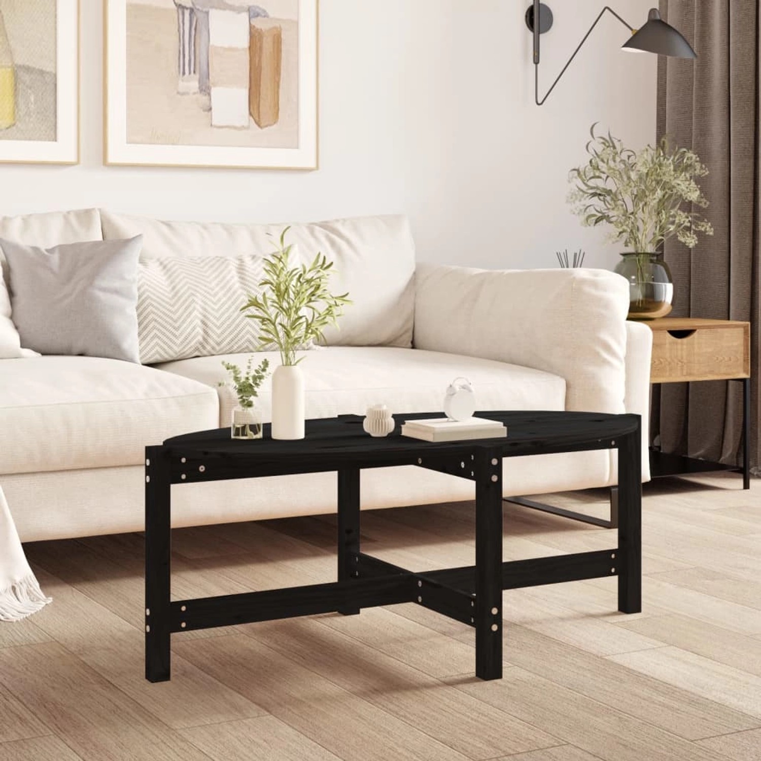 vidaXL Couchtisch Schwarz 118x63x45 cm Massivholz Kiefer von VIDAXL