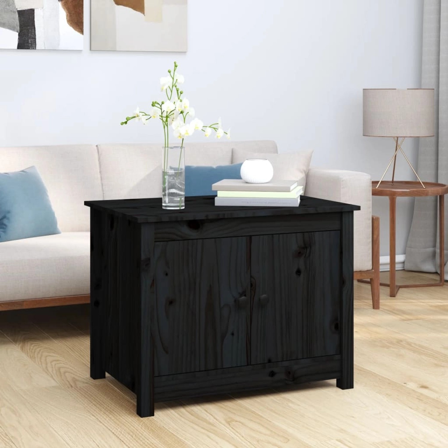 vidaXL Couchtisch Schwarz 71x49x55 cm Massivholz Kiefer Modell 1 von VIDAXL