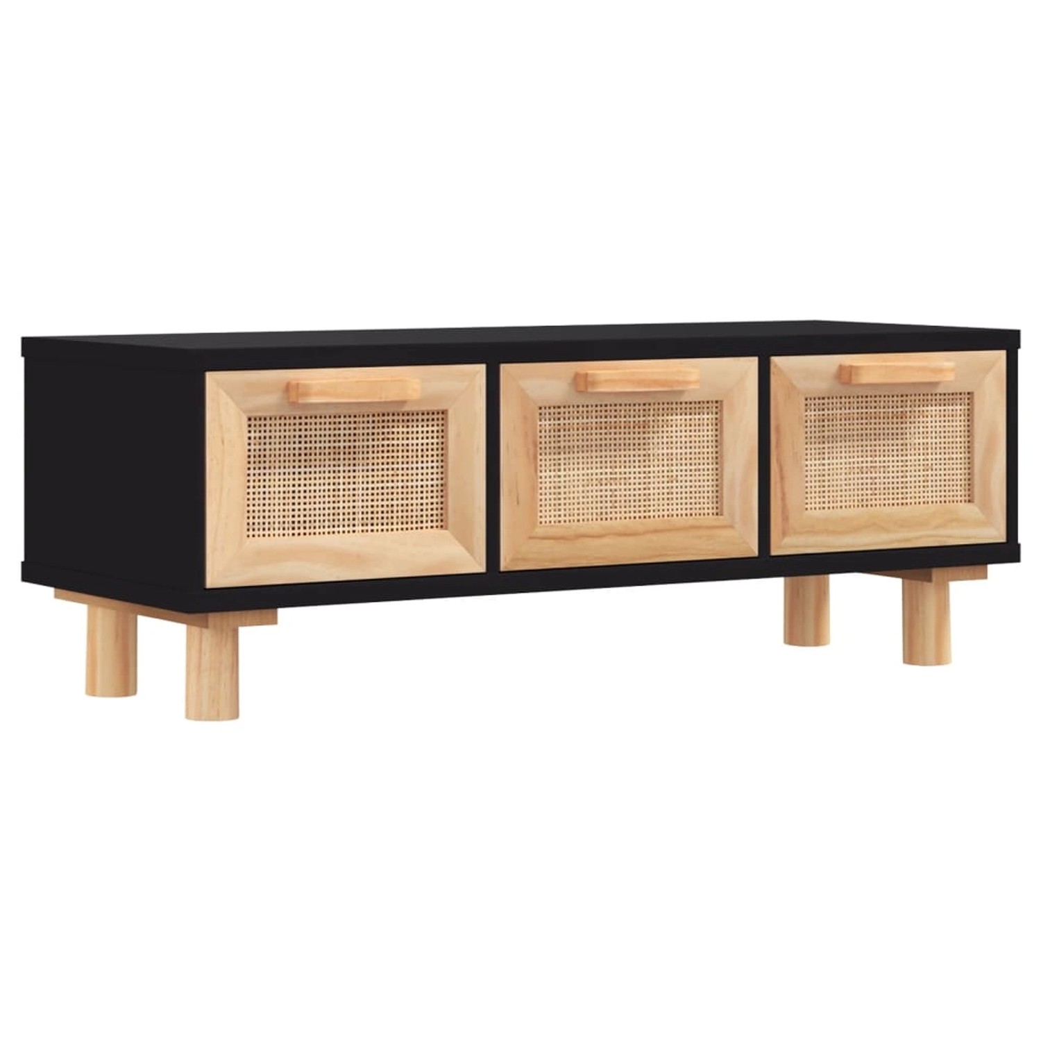 vidaXL Couchtisch Schwarz 80x40x30 cm Holzwerkstoff Massivholz Kiefer Modell 1 von VIDAXL
