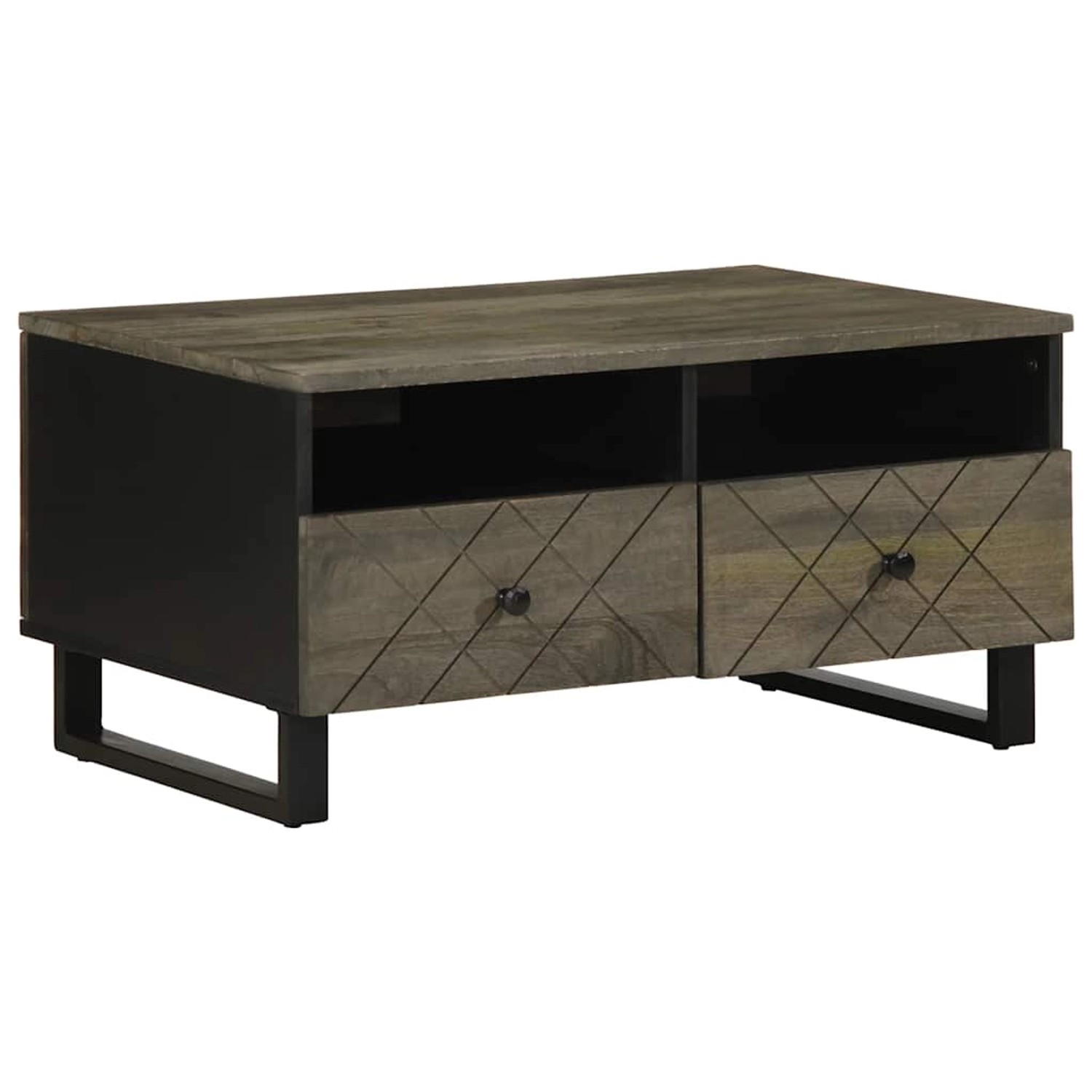 vidaXL Couchtisch Schwarz 80x54x40 cm Massivholz Mango 4017697 von VIDAXL