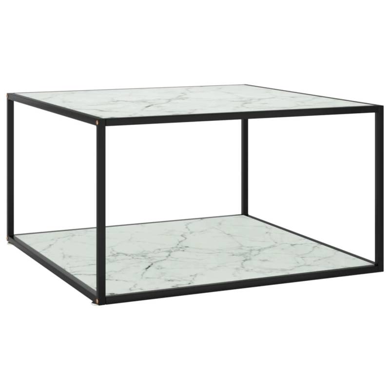 vidaXL Couchtisch Schwarz mit Weißem Glas Marmor-Optik 90x90x50 cm 322913 von VIDAXL