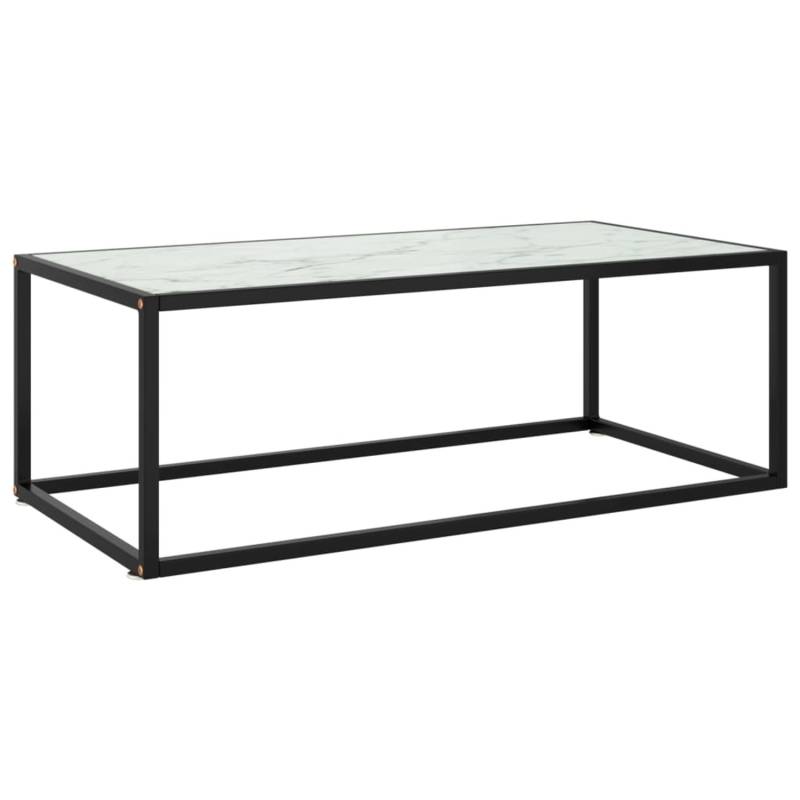vidaXL Couchtisch Schwarz mit Weißem Glas in Marmor-Optik 100x50x35 cm 322881 von VIDAXL