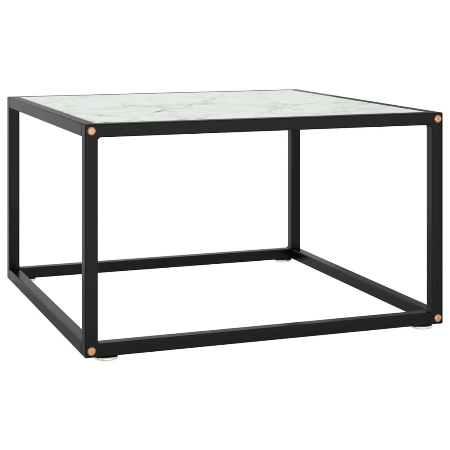 vidaXL Couchtisch Schwarz mit Weißem Glas in Marmor-Optik 60x60x35 cm 322873 von VIDAXL