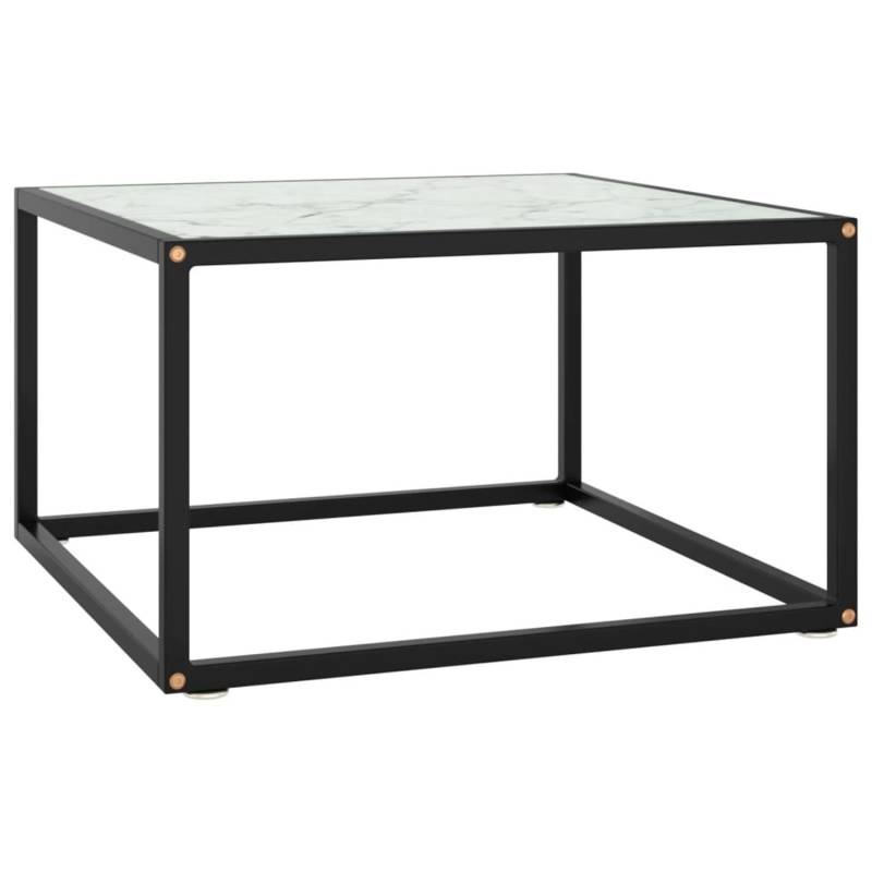 vidaXL Couchtisch Schwarz mit Weißem Glas in Marmor-Optik 60x60x35 cm 322873 von VIDAXL