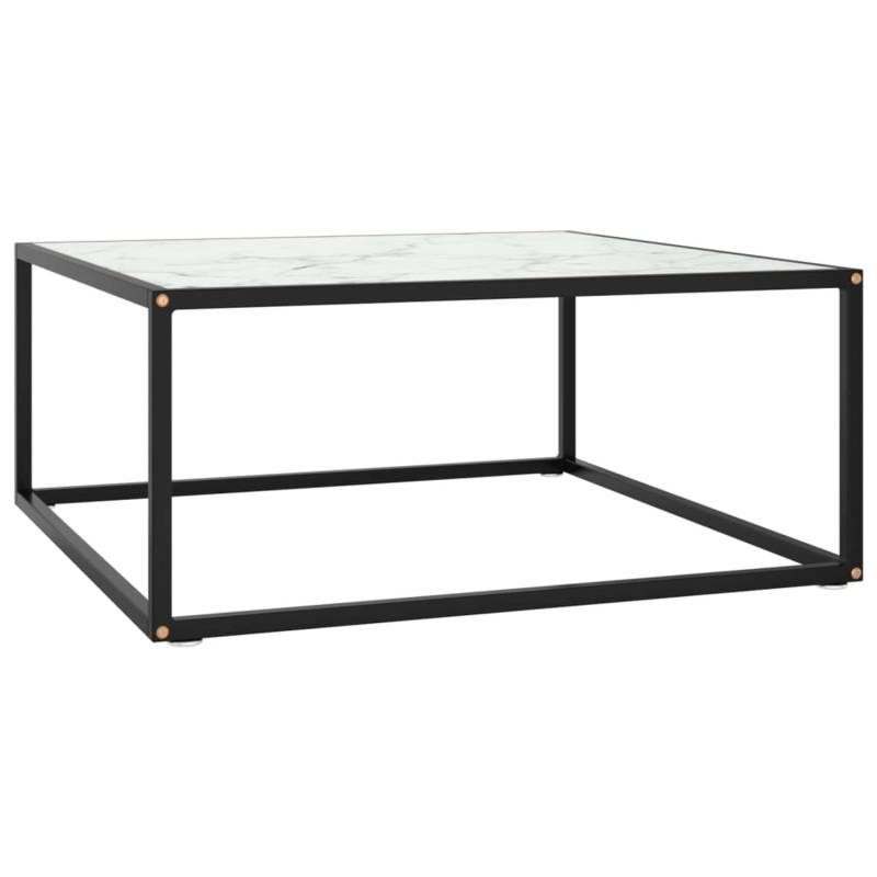 vidaXL Couchtisch Schwarz mit Weißem Glas in Marmor-Optik 80x80x35 cm 322877 von VIDAXL