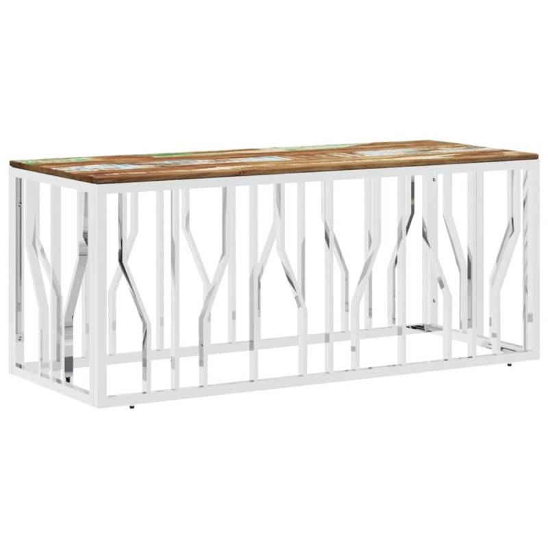 vidaXL Couchtisch Silbern Edelstahl und Altholz Massiv Modell 1 von VIDAXL