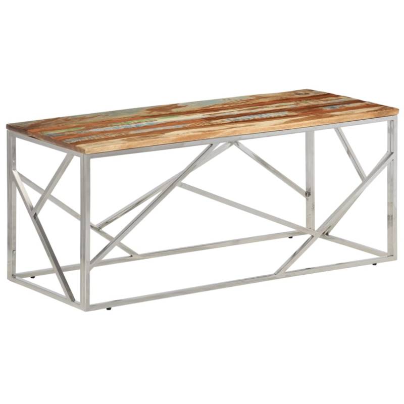 vidaXL Couchtisch Silbern Edelstahl und Altholz Massiv Modell 10 von VIDAXL