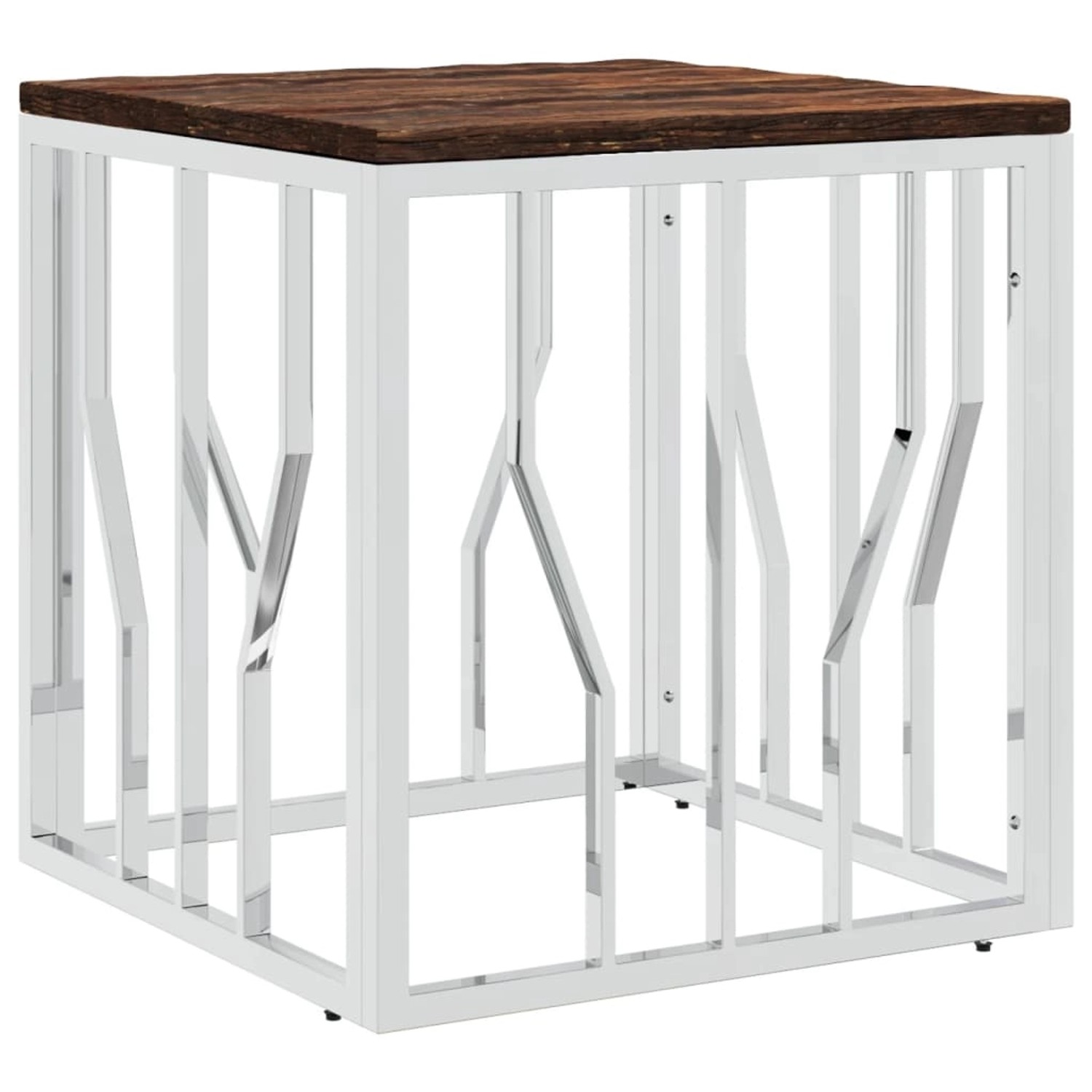vidaXL Couchtisch Silbern Edelstahl und Altholz Massiv Modell 3 von VIDAXL