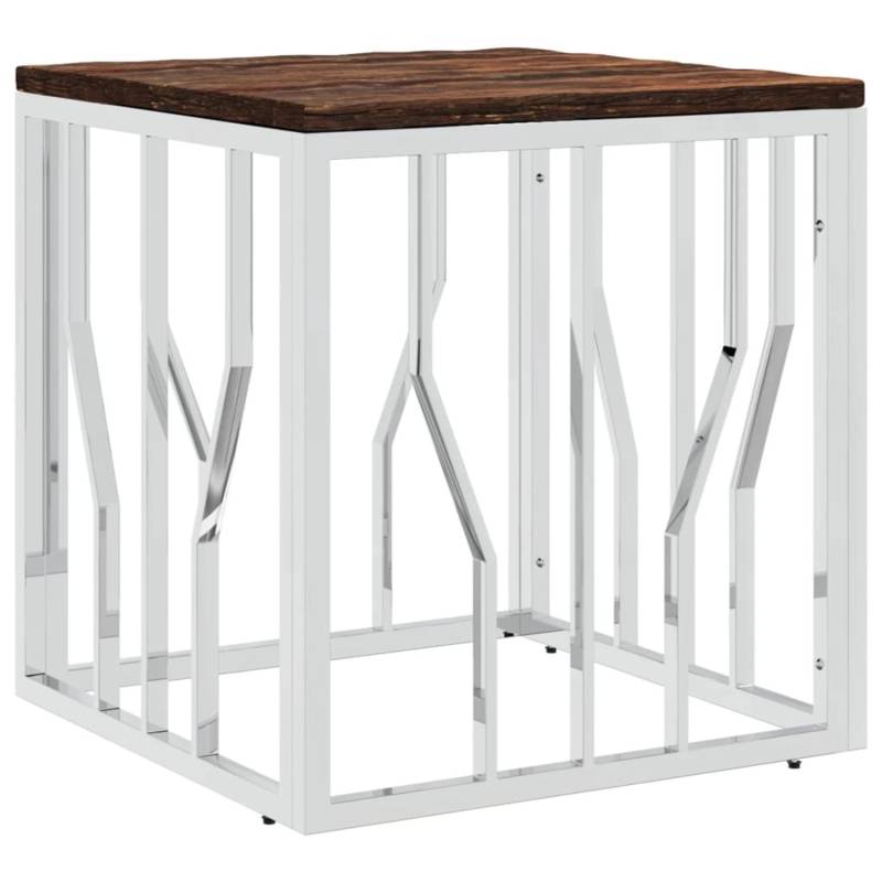 vidaXL Couchtisch Silbern Edelstahl und Altholz Massiv Modell 3 von VIDAXL
