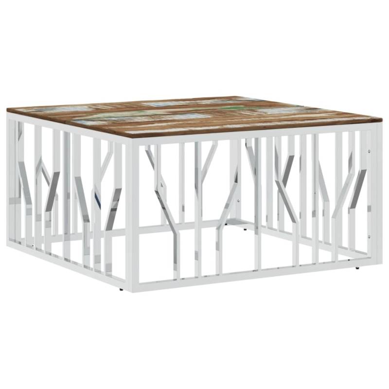 vidaXL Couchtisch Silbern Edelstahl und Altholz Massiv Modell 5 von VIDAXL
