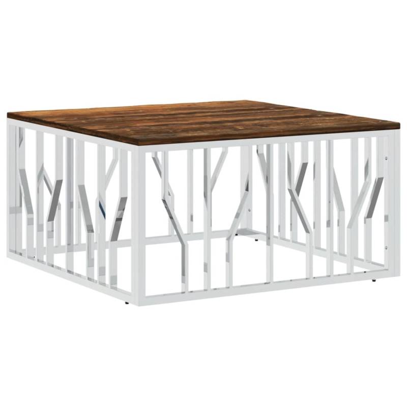 vidaXL Couchtisch Silbern Edelstahl und Altholz Massiv Modell 6 von VIDAXL