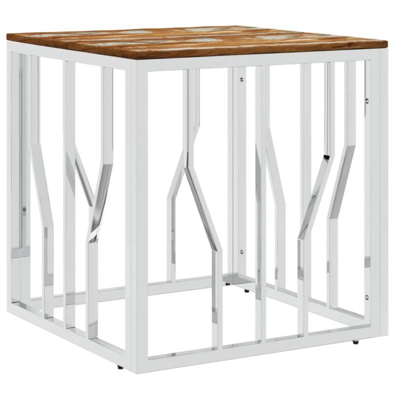 vidaXL Couchtisch Silbern Edelstahl und Altholz Massiv Modell 8 von VIDAXL