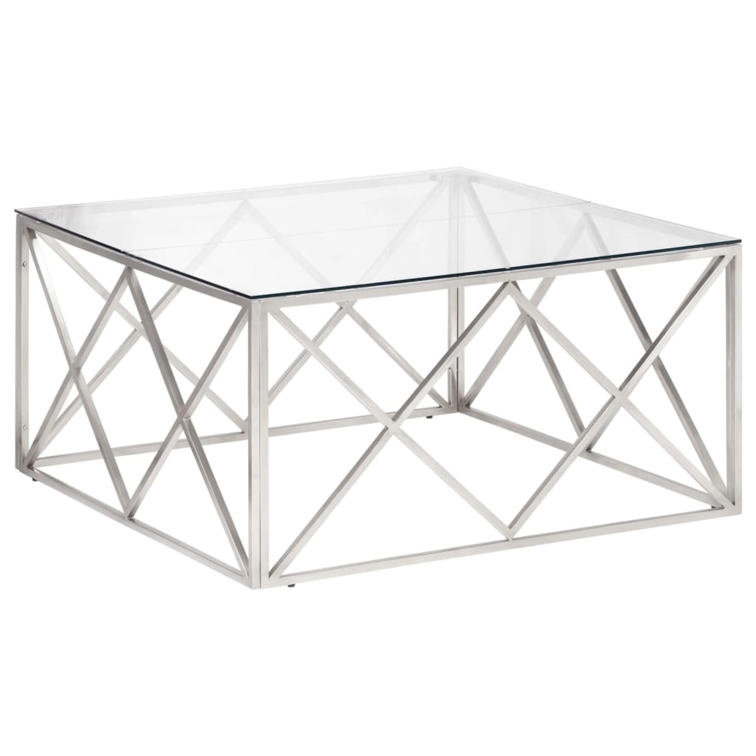 vidaXL Couchtisch Silbern Edelstahl und Hartglas Modell 2 von VIDAXL