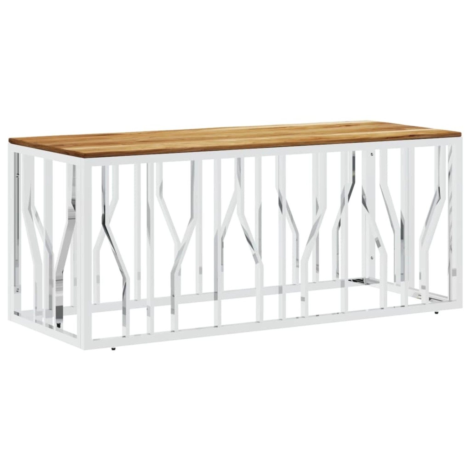 vidaXL Couchtisch Silbern Edelstahl und Massivholz Akazie Modell 3 vidaXL Couchtisch Silbern Edelstahl und Massivholz Akazie Modell 3 von VIDAXL