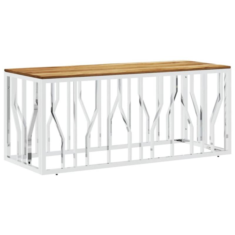 vidaXL Couchtisch Silbern Edelstahl und Massivholz Akazie Modell 3 von VIDAXL