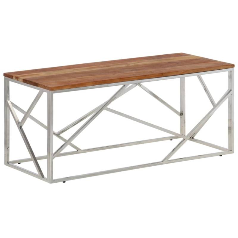 vidaXL Couchtisch Silbern Edelstahl und Massivholz Akazie Modell 6 von VIDAXL