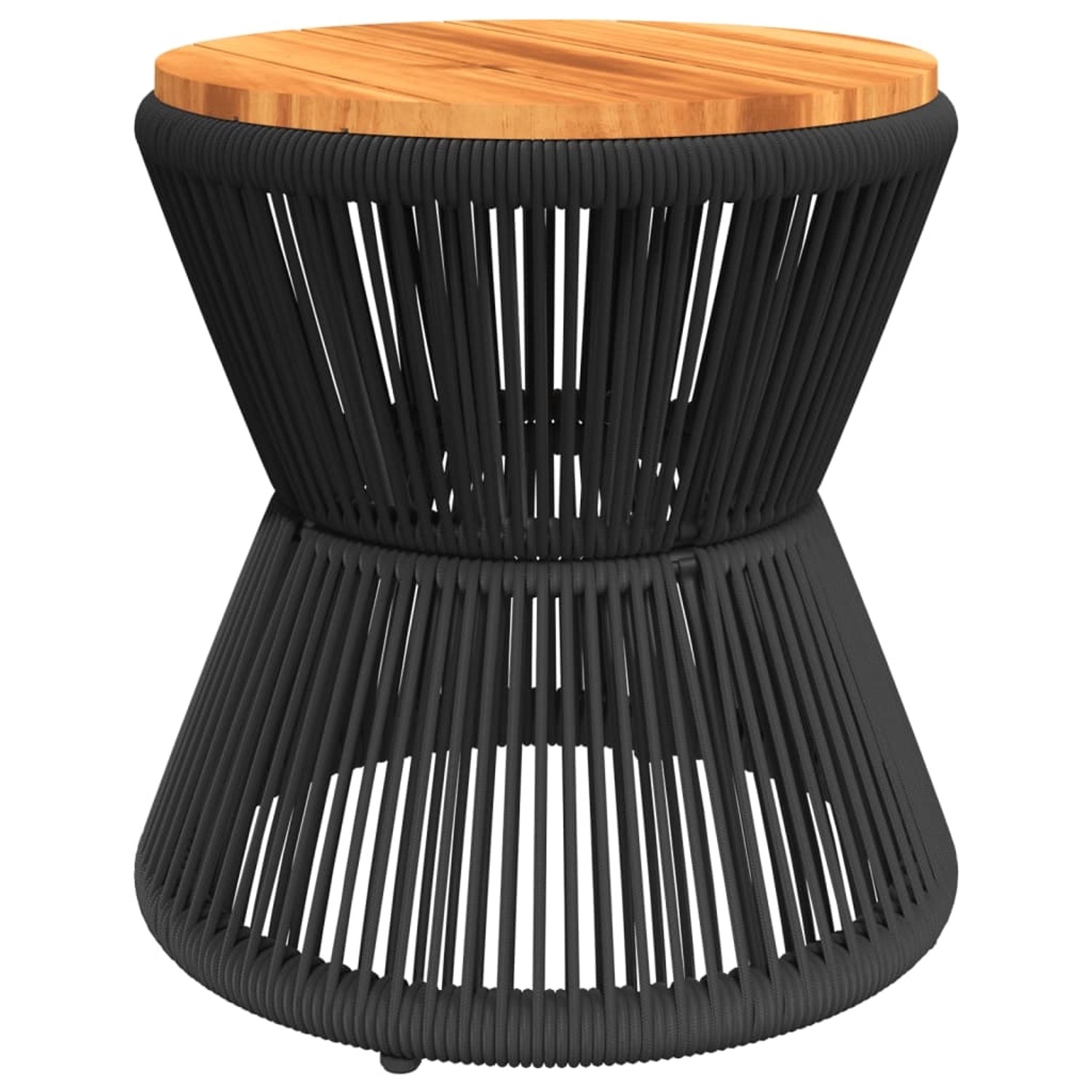 vidaXL Couchtisch mit Drahtgestell Schwarz Ø 45x44 cm Akazienholz 365637 von VIDAXL