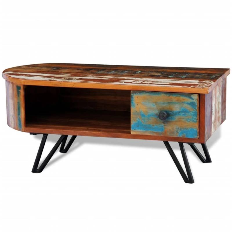 vidaXL Couchtisch mit Eisenbeinen Altholz Massiv 241642 von VIDAXL