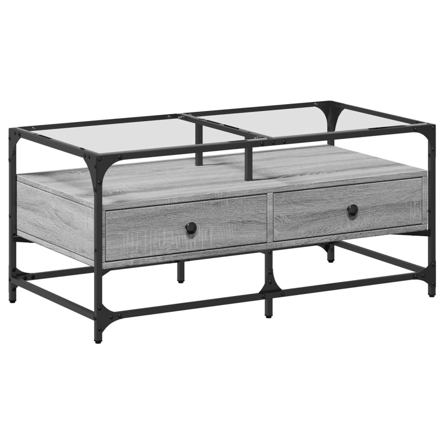 vidaXL Couchtisch mit Glasplatte Grau Sonoma 98,5x50x45 cm Stahl vidaXL Couchtisch mit Glasplatte Grau Sonoma 98,5x50x45 cm Stahl von VIDAXL