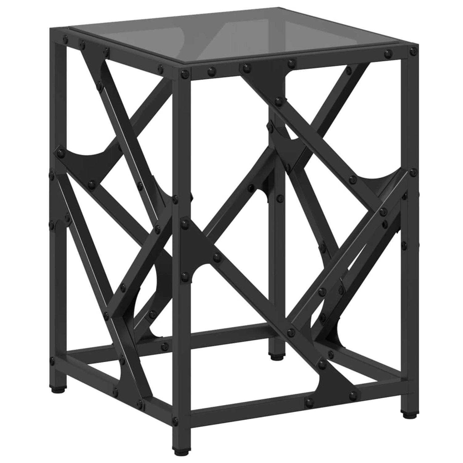 vidaXL Couchtisch mit Glasplatte Schwarz 30x30x41 cm Stahl 845989 von VIDAXL