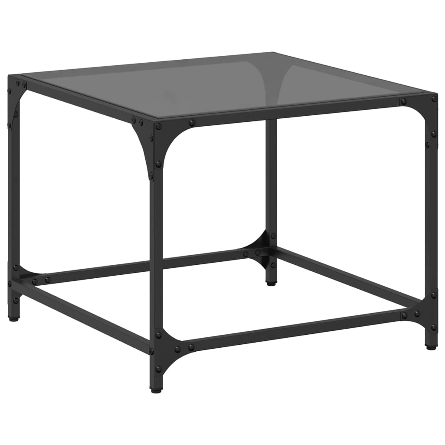 vidaXL Couchtisch mit Glasplatte Schwarz 50x50x40 cm Stahl 845968 von VIDAXL