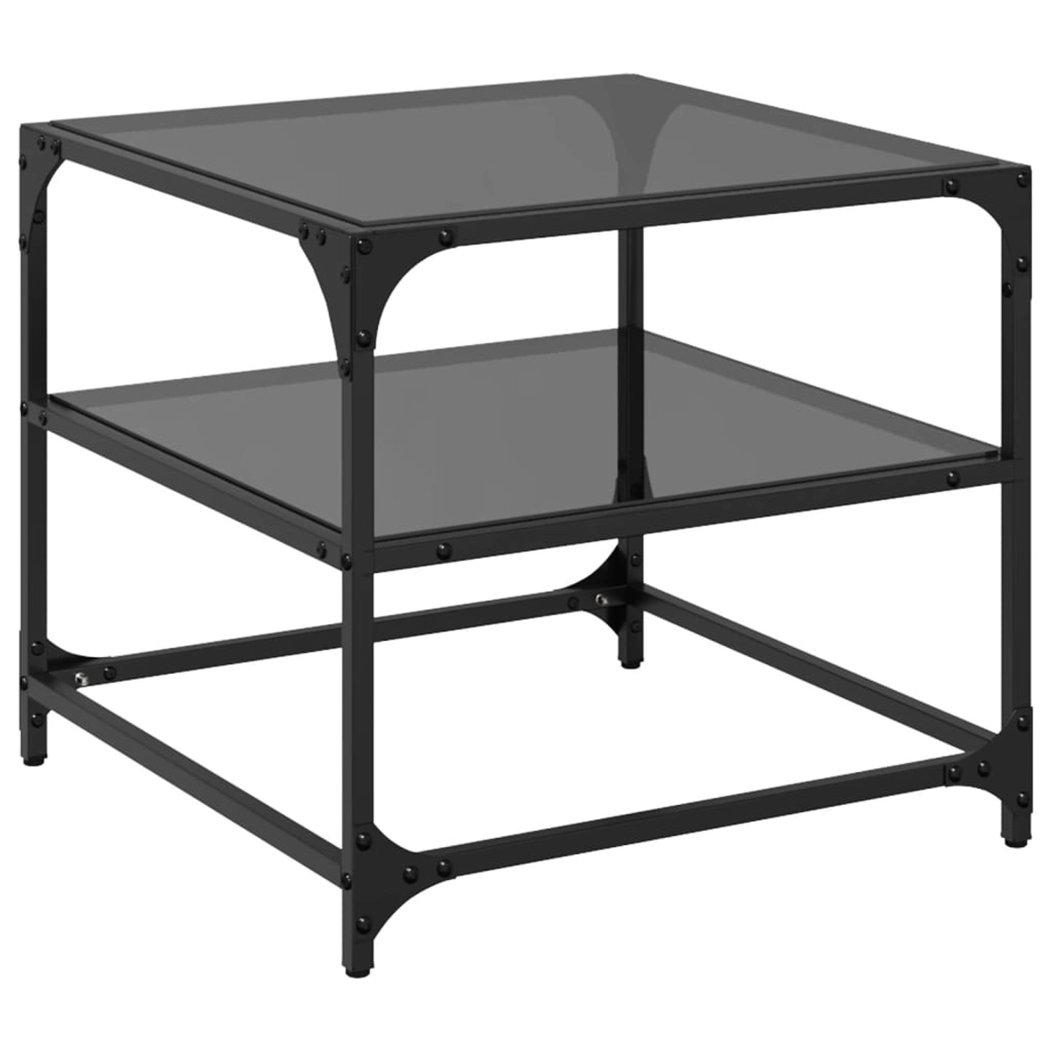 vidaXL Couchtisch mit Glasplatte Schwarz 50x50x45 cm Stahl Modell 1 von VIDAXL