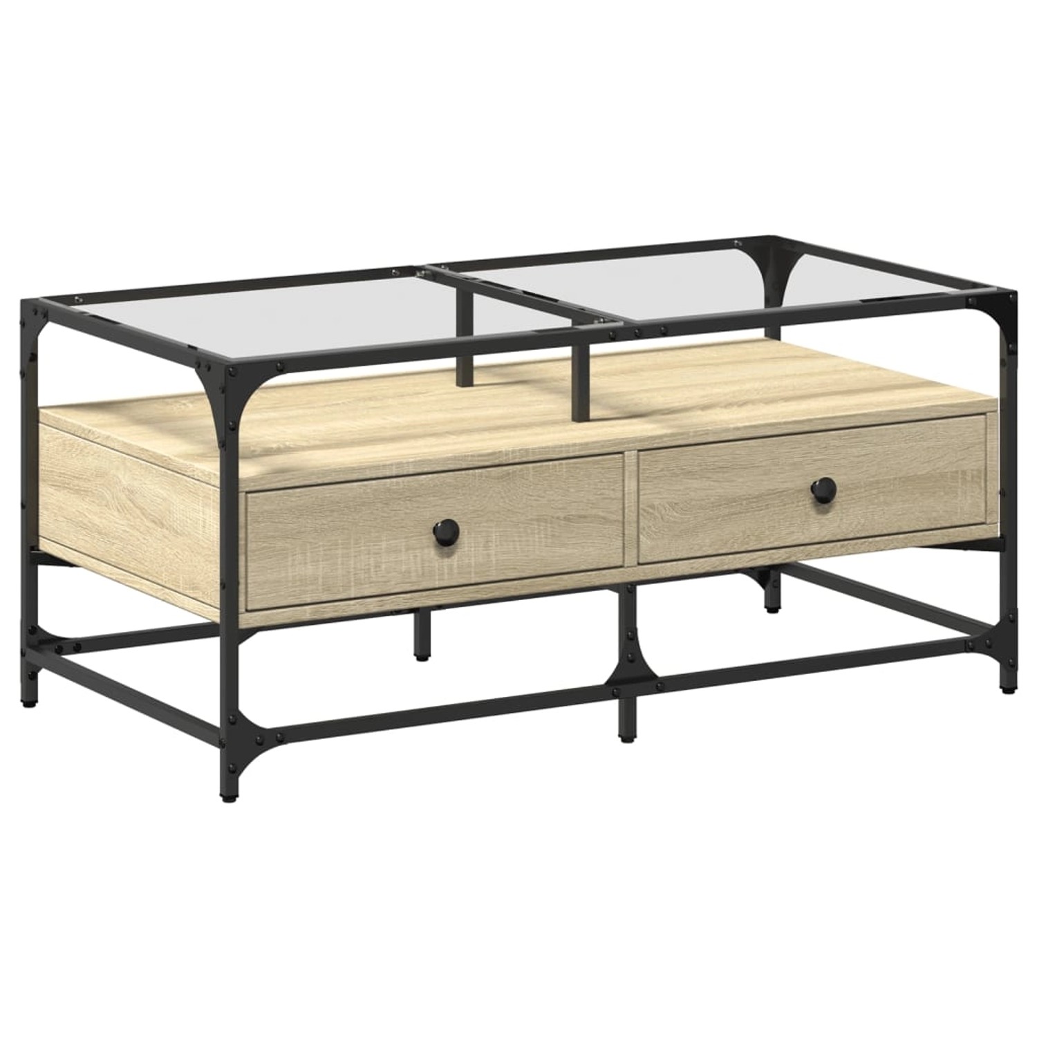 vidaXL Couchtisch mit Glasplatte Sonoma-Eiche 98,5x50x45 cm Stahl vidaXL Couchtisch mit Glasplatte Sonoma-Eiche 98,5x50x45 cm Stahl von VIDAXL