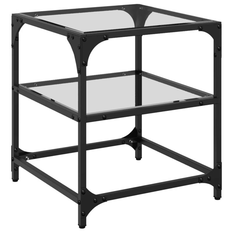 vidaXL Couchtisch mit Glasplatte Transparent 40x40x45 cm Stahl von VIDAXL