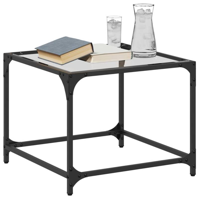 vidaXL Couchtisch mit Glasplatte Transparent 50x50x40 cm Stahl von VIDAXL