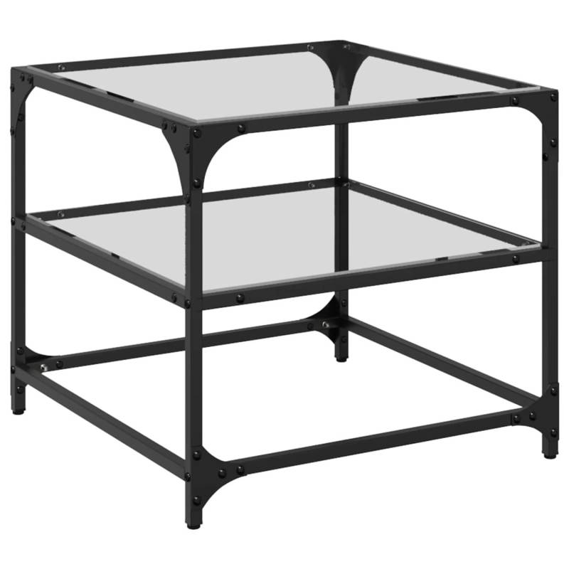 vidaXL Couchtisch mit Glasplatte Transparent 50x50x45 cm Stahl 846006 von VIDAXL