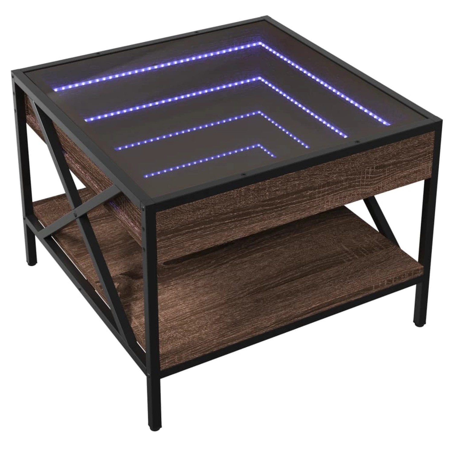vidaXL Couchtisch mit Infinity-LED Braun Eichen-Optik 50x50x38 cm 847701 von VIDAXL