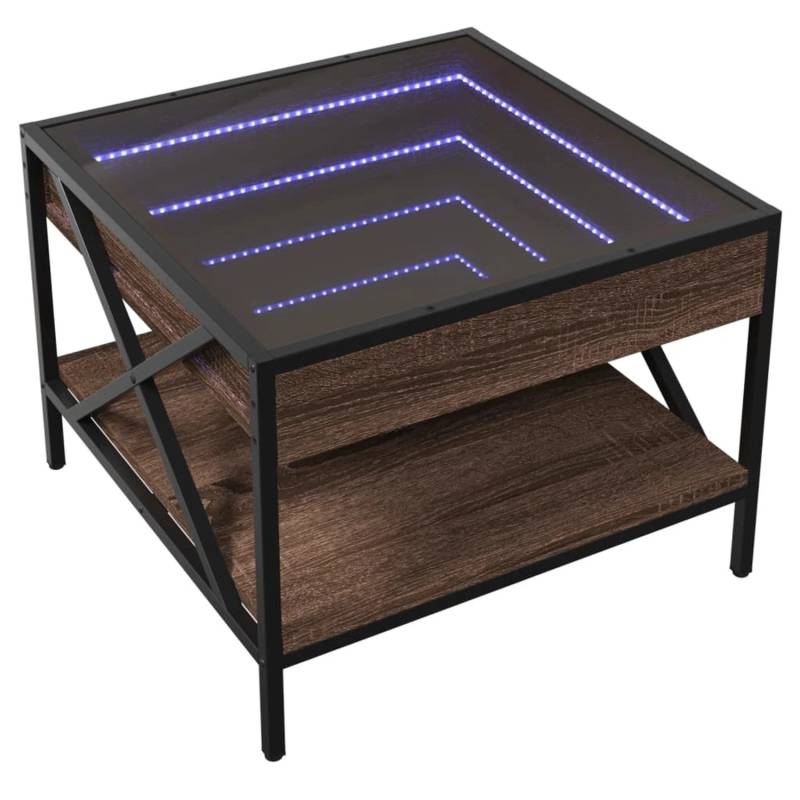 vidaXL Couchtisch mit Infinity-LED Braun Eichen-Optik 50x50x38 cm 847701 von VIDAXL