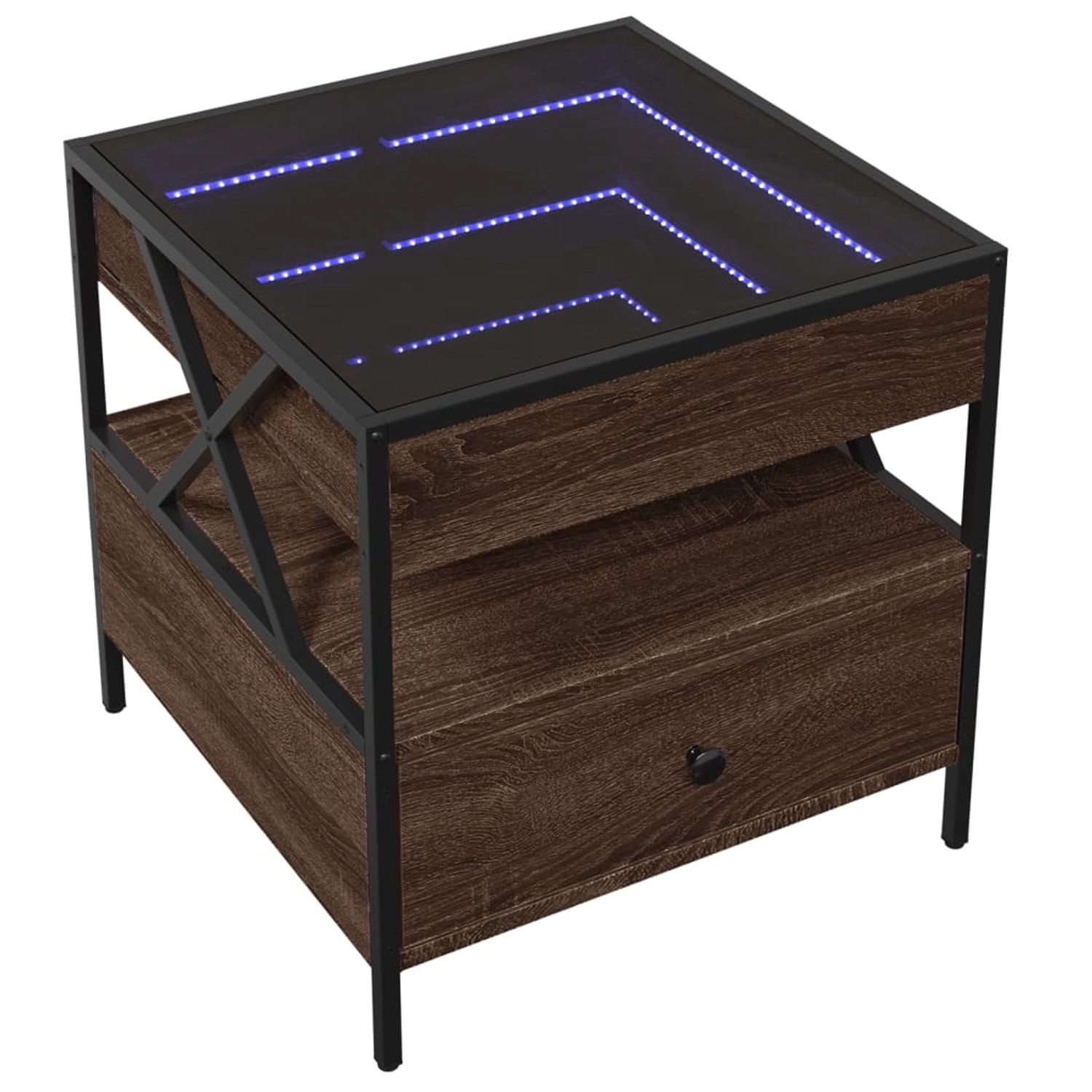 vidaXL Couchtisch mit Infinity-LED Braun Eichen-Optik 50x50x51 cm 847716 von VIDAXL